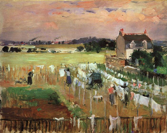Berthe Morisot Hanging Out the Laundry to Dry France oil painting art
